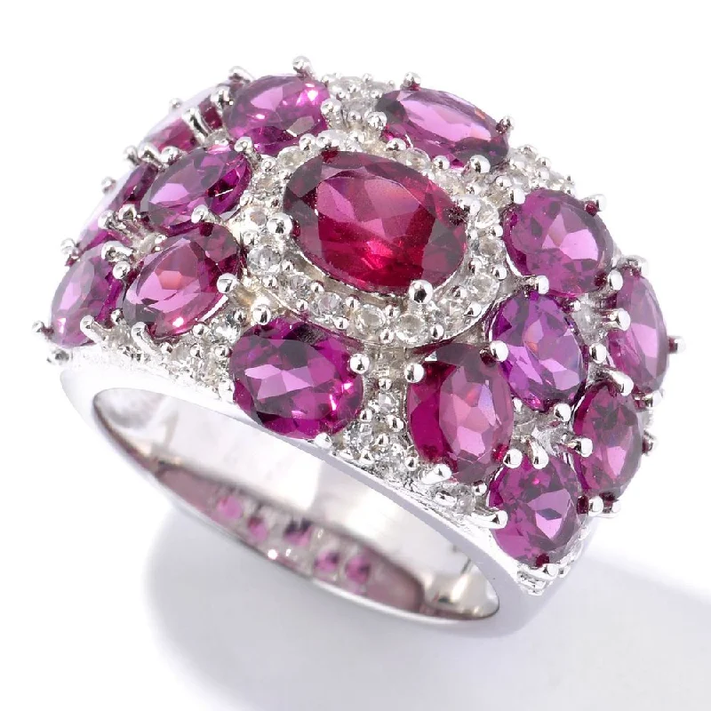 Sterling Silver Rhodolite Garnet and White Topaz Ring