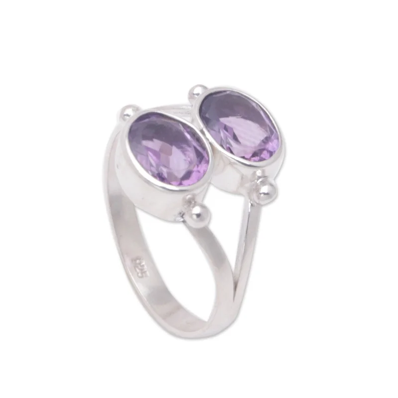 Sterling Silver 'Twin Spirits' Amethyst Ring