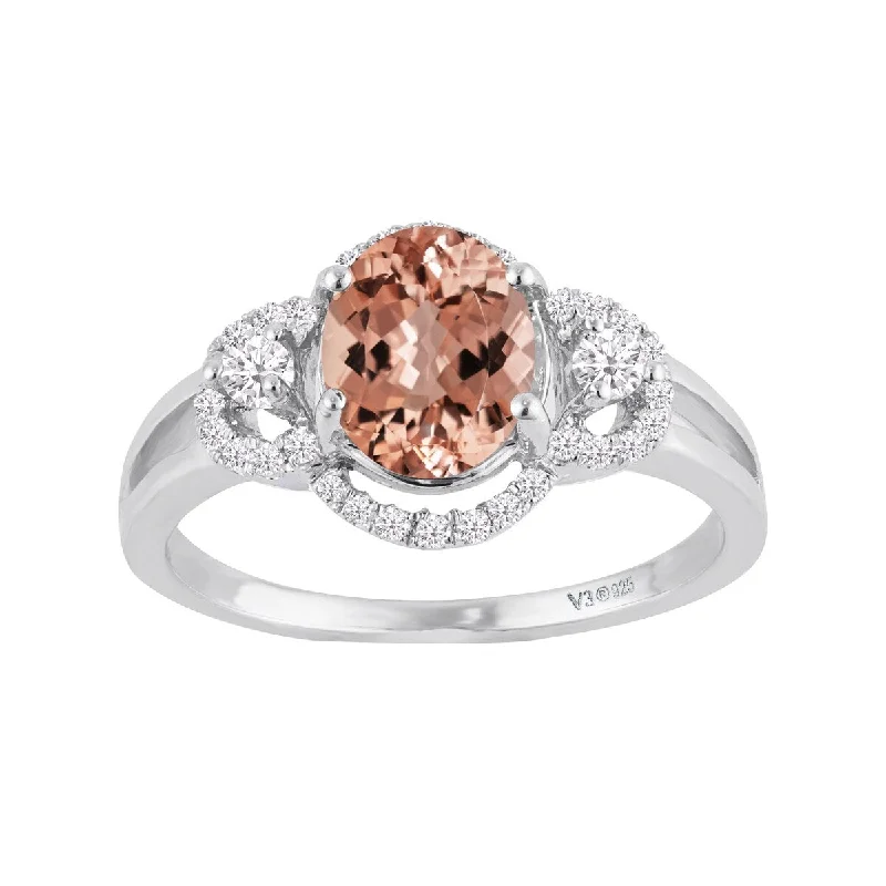 Sterling Silver with Morganite and White Zircon Engagement Ring