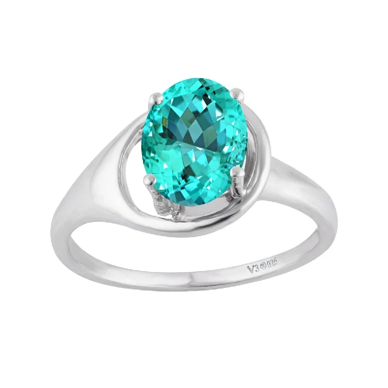 Sterling Silver with Paraiba Tourmaline Soliltaire Ring