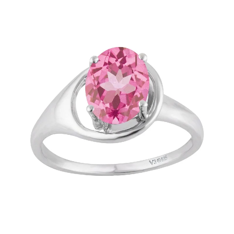 Sterling Silver with Pink Topaz Solitaire Ring