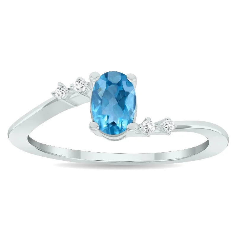 Women's Blue Topaz and Diamond Tierra Ring in 10K White Gold