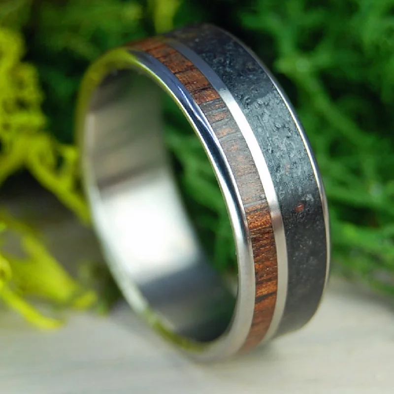 Alaskan Heart | Men's Alaskan Lava, Koa Wood & Titanium Wedding Ring