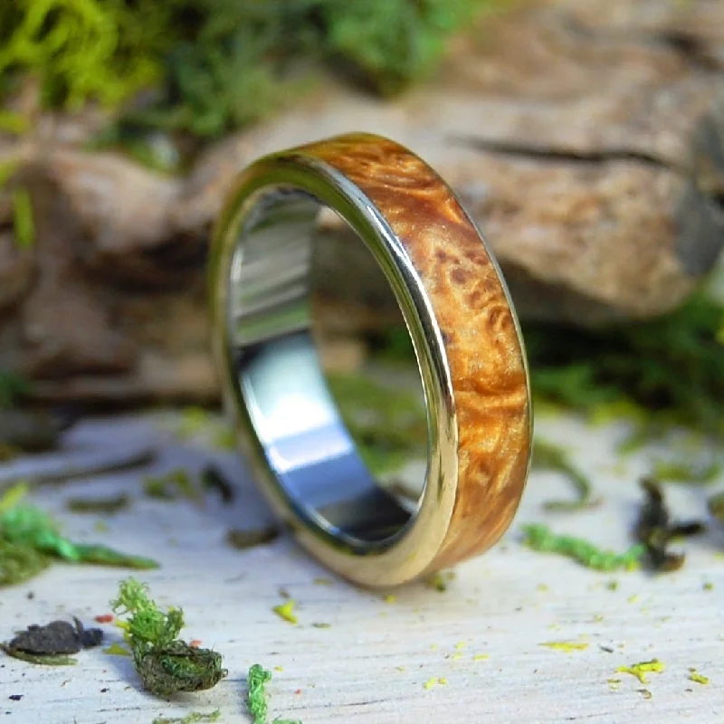 Box Elder Brass | Men's Box Elder Wood, Brass & Titanium Wedding Ring