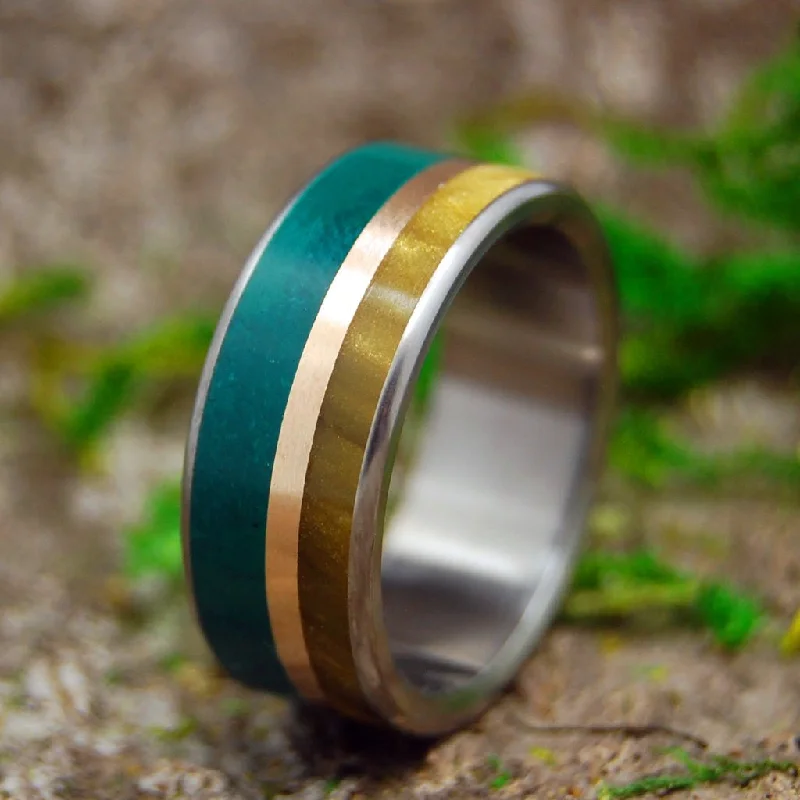 Montana Summer | Men's Imperial Jade, Copper, Tiger Eye & Titanium Wedding Ring