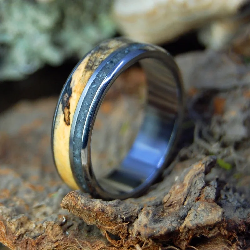 Buckeye Tahoe | Men's Buckeye Wood, Lake Tahoe Beach Pebbles & Titanium Wedding Ring