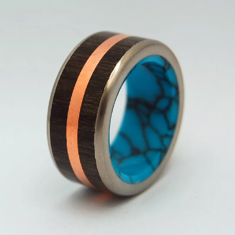 Copper Bog | Men's Copper, Bog Oak & Turquoise Titanium Wedding Ring