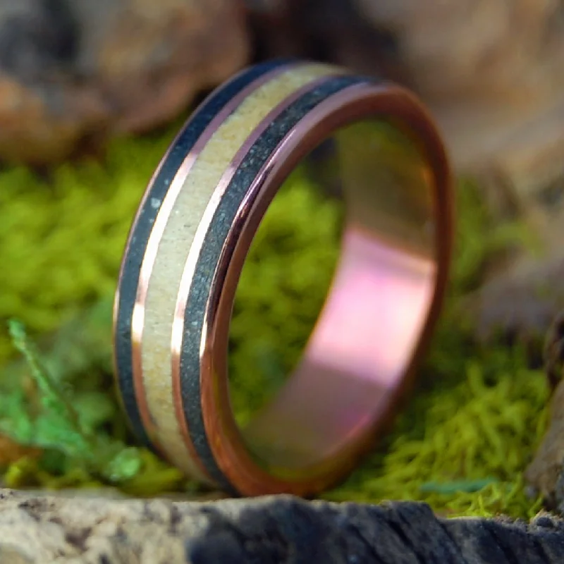 Copper Coal | Men's Tulipwood, Coal & Copper Titanium Wedding Ring