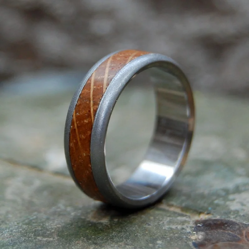 Round Bully Boy Blasted | Men's Whiskey Barrel Wood & Titanium Wedding Ring