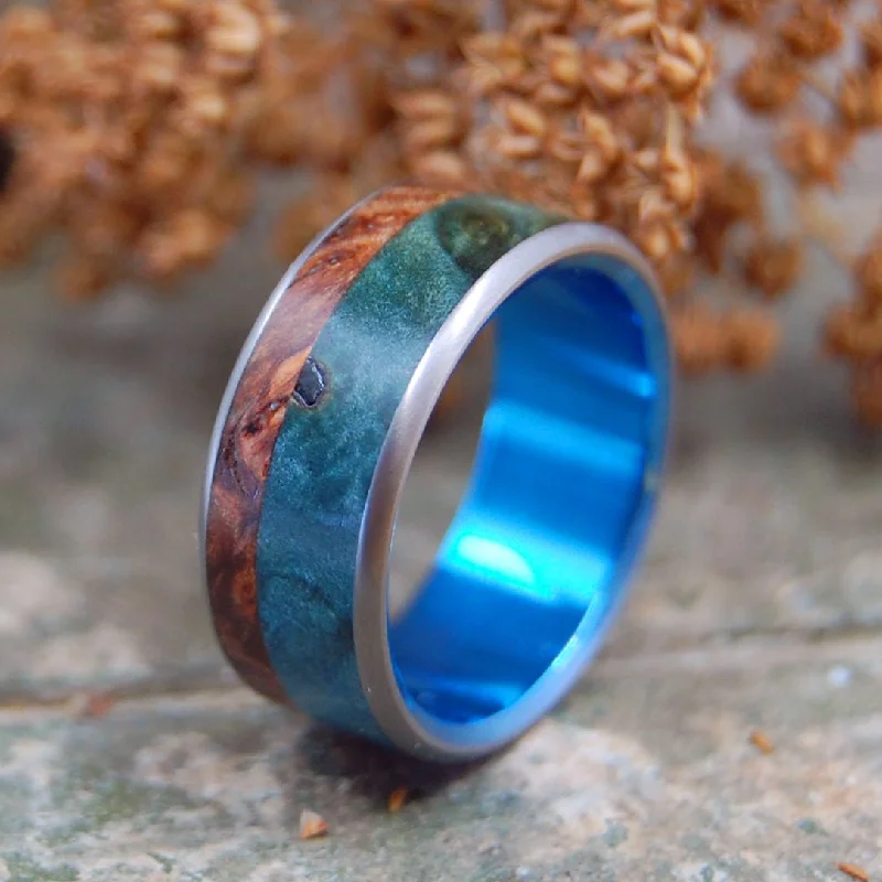 Walden | Men's Redwood, Blue Box Elder & Titanium Wedding Ring