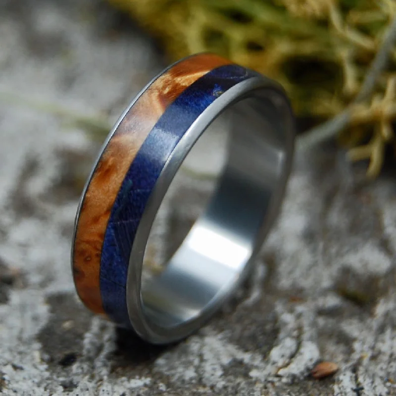 Duke Of My Heart | Men's Blue Box Elder & Titanium Wedding Ring