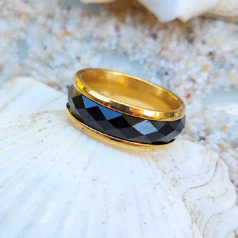 OBSIDIAN GOLD OR SILVER - WATERPROOF RING