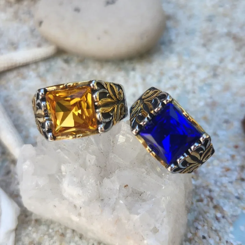 NEW BEGINS NOW  - WATERPROOF MEN'S CITRINE / SAPPHIRE OR AQUAMARINE RING