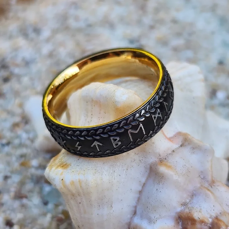 RUNES NORDIC VIKING - WATERPROOF 18K GOLD OR SILVER RING