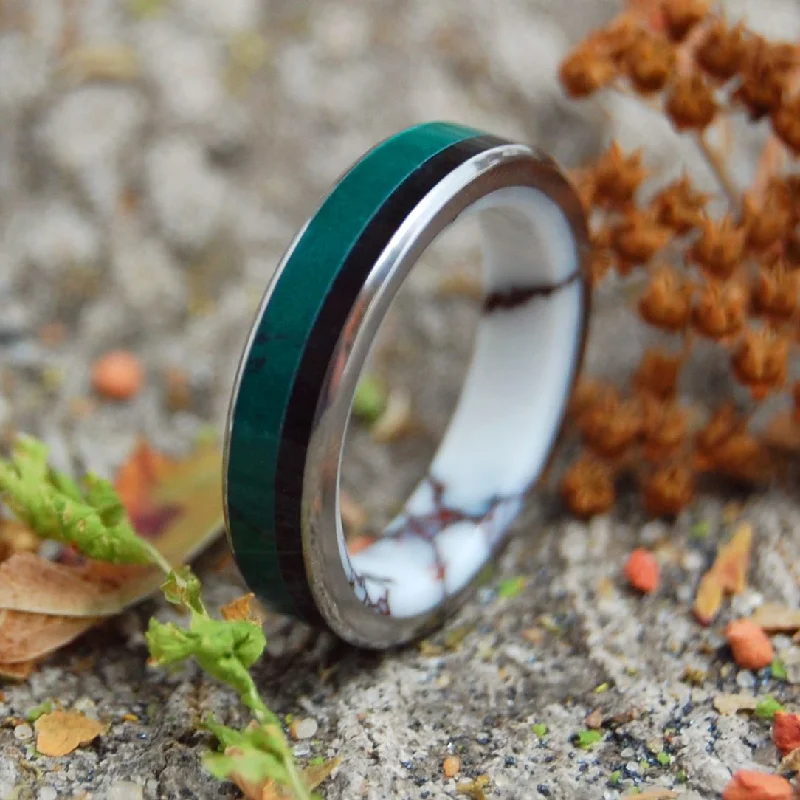 Etched In Stone | Men's Jade, Onyx, Wild Horse Jasper & Titanium Wedding Ring