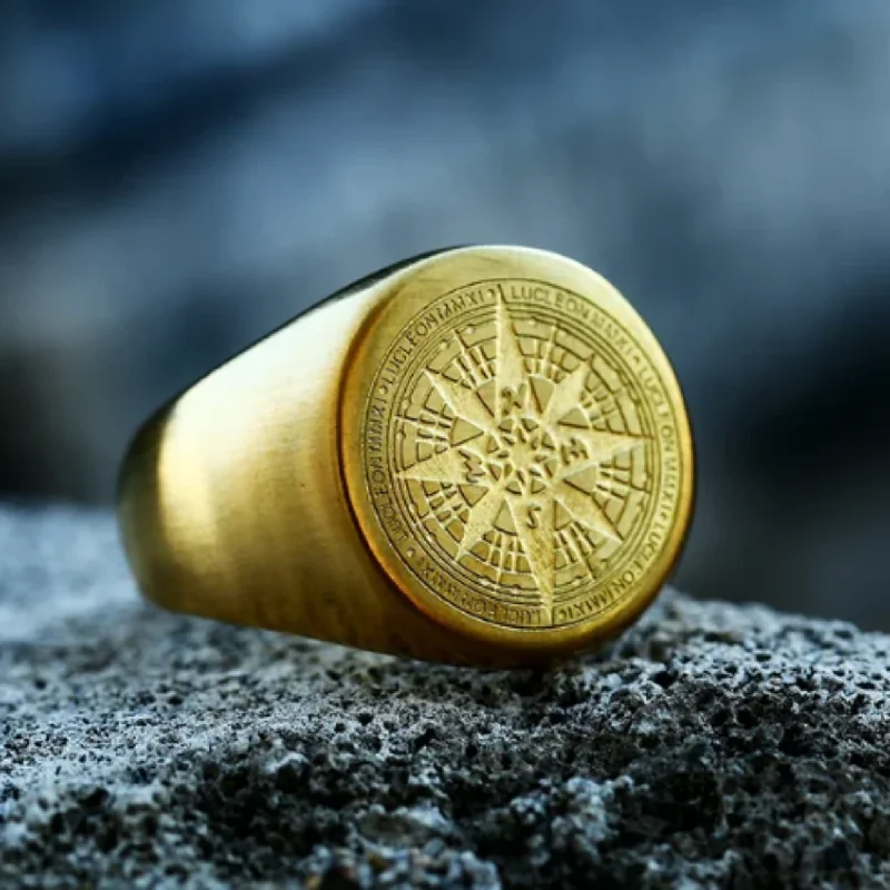 LIFE'S COMPASS - WATERPROOF 18K GOLD RING