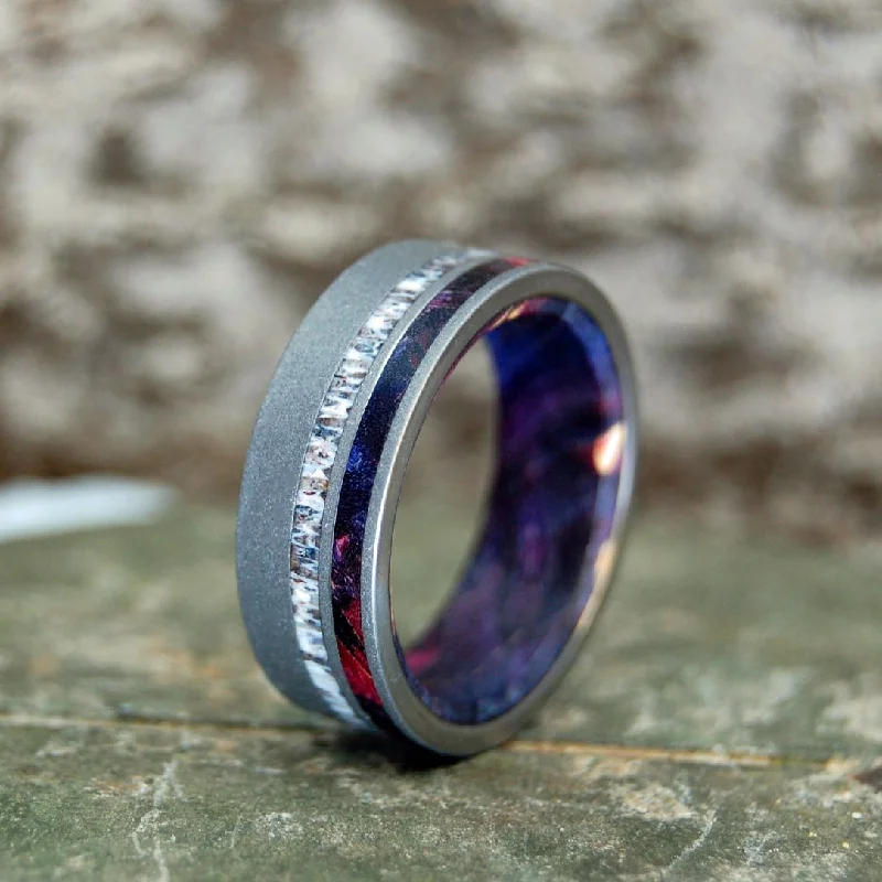 Vow | Men's Purple Box Elder, Moose Antler & Titanium Wedding Ring