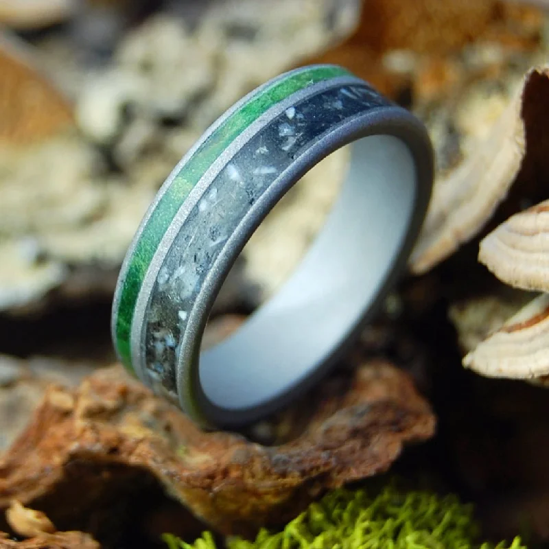 Creatures Of The Woods I Elk Ivory, Wolf Teeth, Bear Claw, Lava And Wood Wedding Rings | Men's Elk Ivory, Wolf Teeth, Bear Claw, Lava, & Wood Wedding Ring