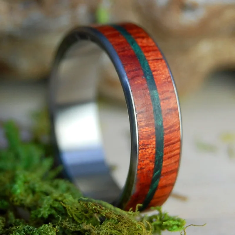 Double Plants Of Zion | Men's Bloodwood, Green Maple Wood & Titanium Wedding Ring