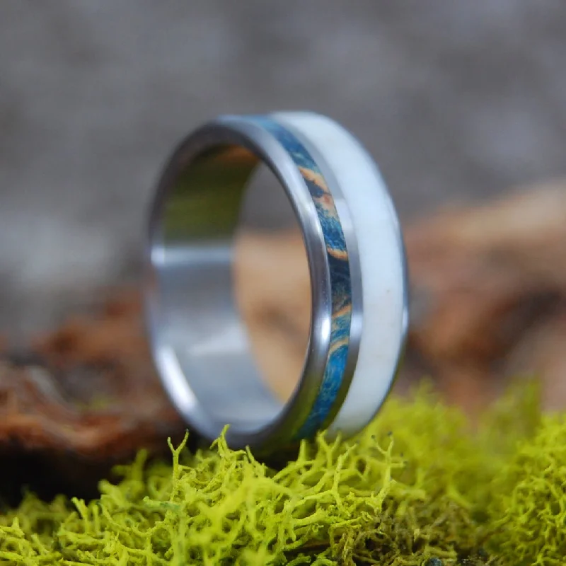 Elk Near Blue Water | Men's Elk Antler & Titanium Wedding Ring