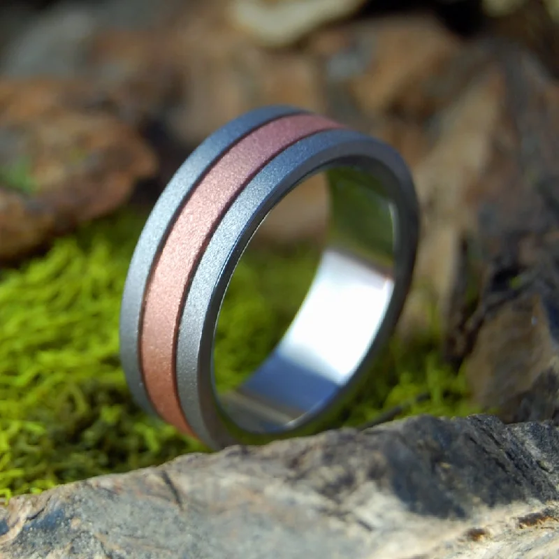 Glass Bead Copper Meets Titanium | Men's Glass Bead, Copper & Titanium Wedding Ring