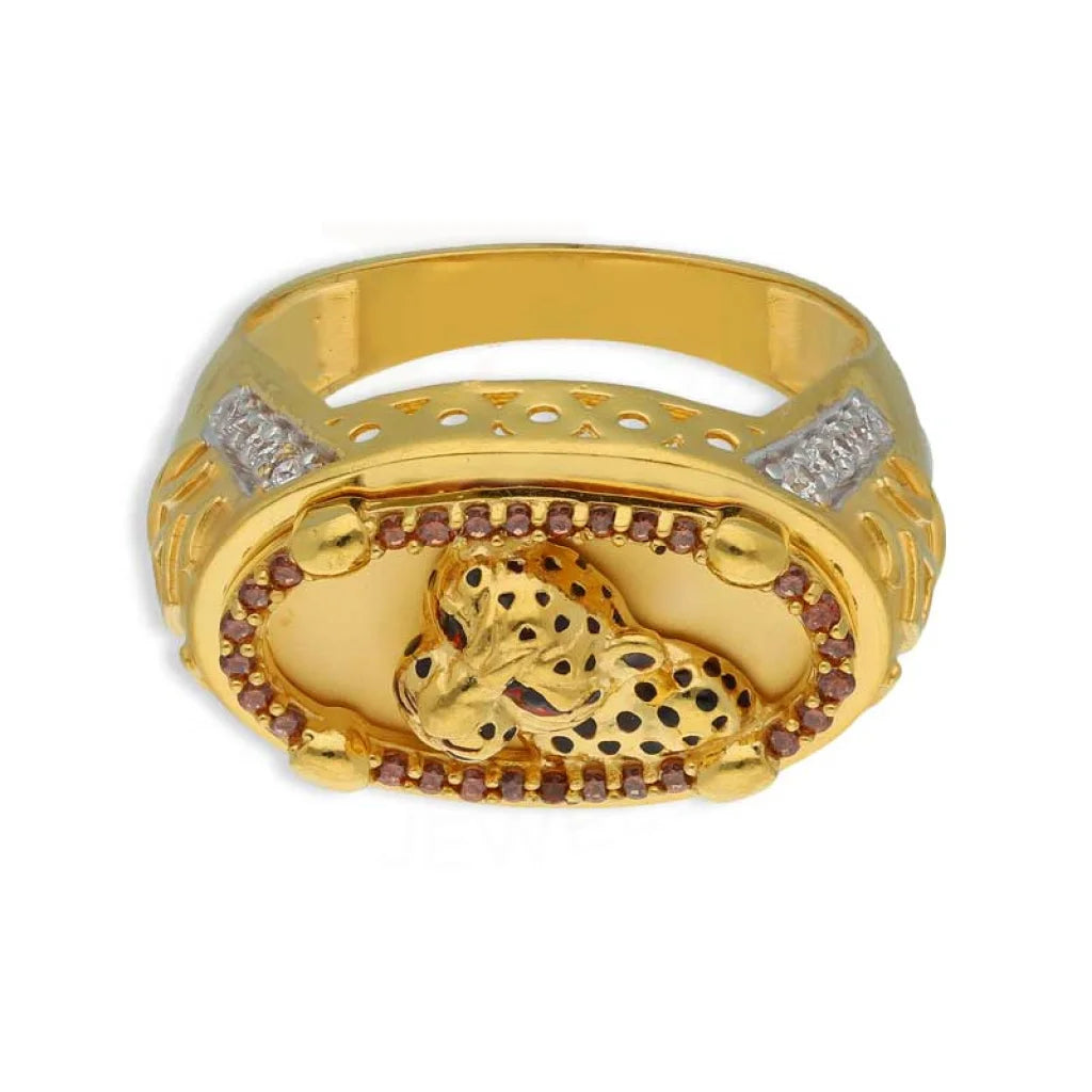 Gold Men's Panther Ring 22KT - FKJRN22K3693