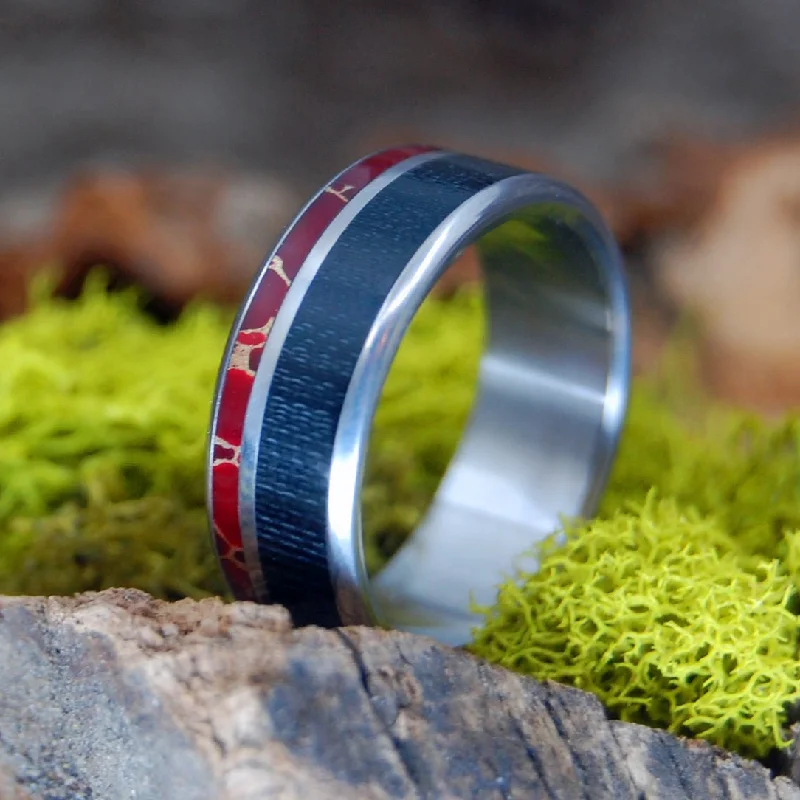 Harlem Saint | Men's Red Jasper Stone, Carbon Fiber & Titanium Wedding Ring