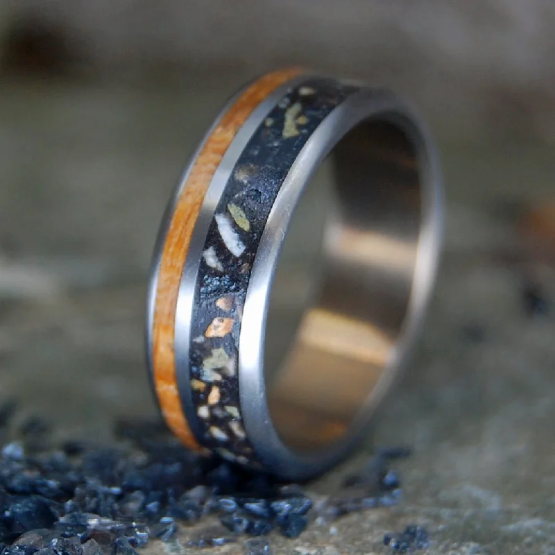 Home State Missouri And Maine | Men's Beach Sand, Whiskey Barrel & Titanium Wedding Ring