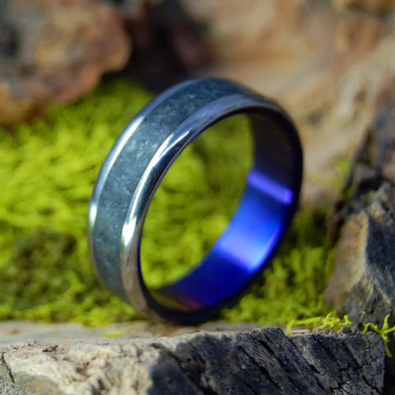 Icelandic Lava Blue Purple | Men's Icelandic Lava & Titanium Wedding Ring