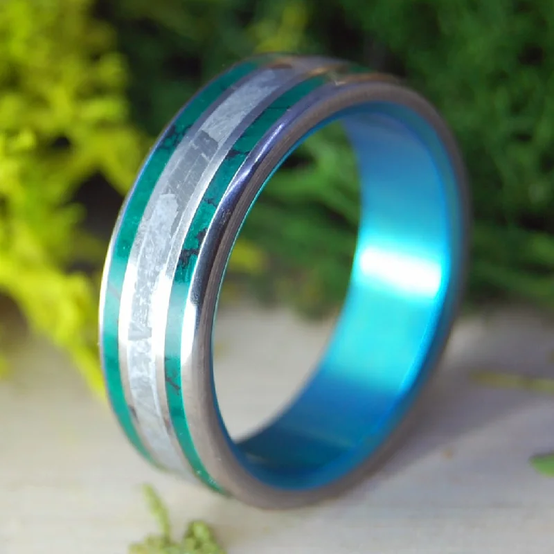 Jade Knight | Men's Meteorite, Imperial Jade & Titanium Wedding Ring