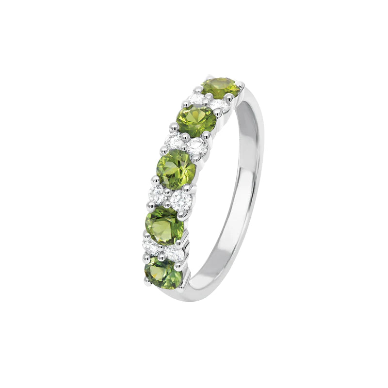 18ct White Gold with Green Sapphires