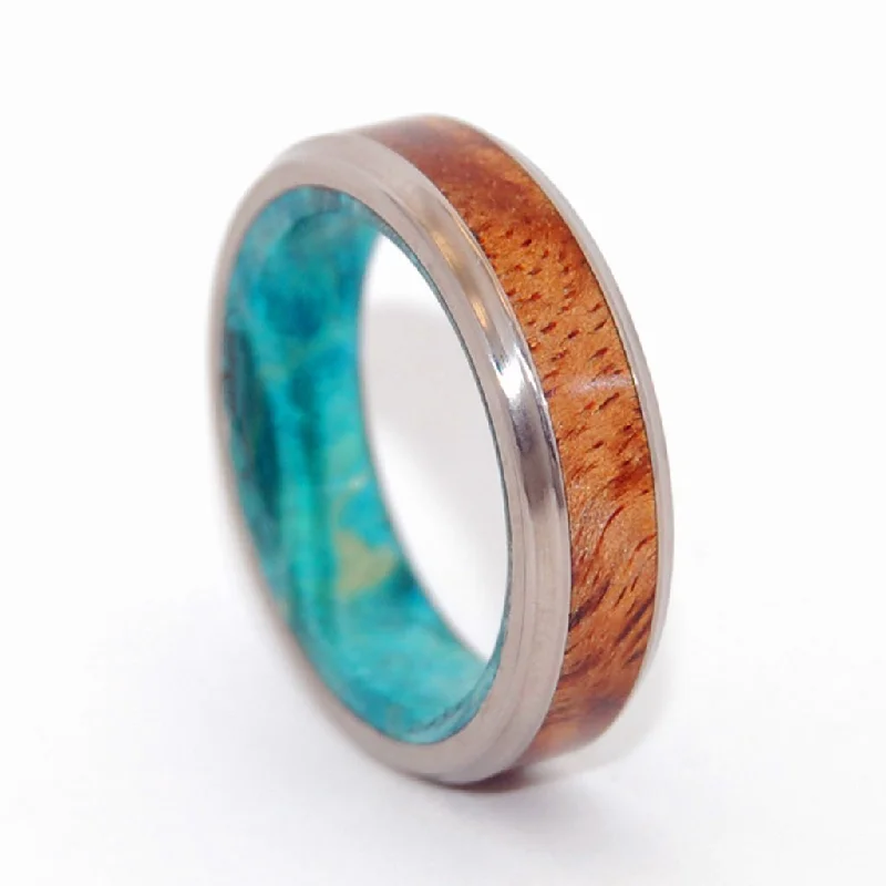 Koa Blue | Men's Koa Wood, Blue Box Elder Wood & Titanium Wedding Ring