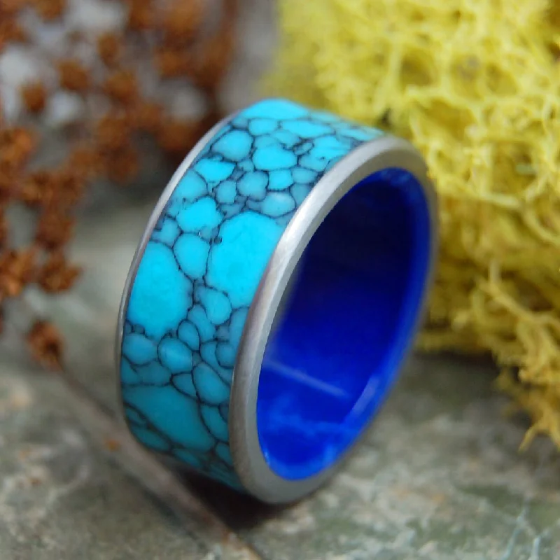 Leviathan | Men's Turquoise, Sodalite & Titanium Wedding Ring