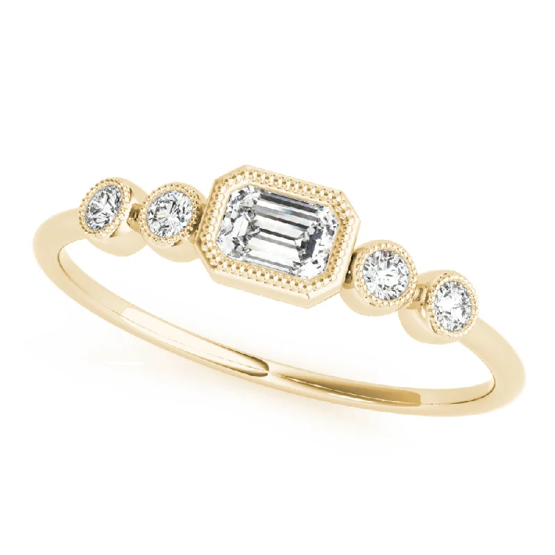 Louisa Emerald Cut Milgrain Diamond Ring