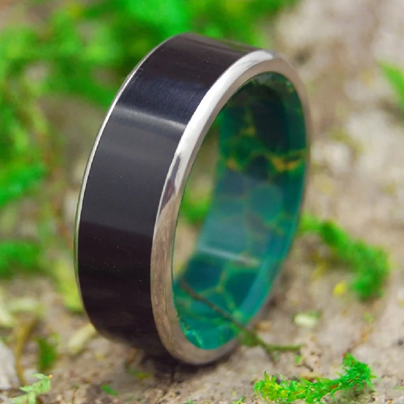 Reunited | Men's Onyx Stone, Egyptian Jade & Titanium Handcrafted Wedding Ring