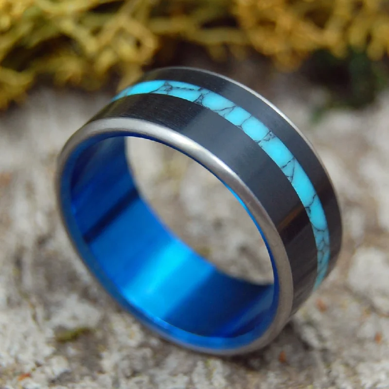 Apollo Blue | Men's Onyx, Turquoise & Titanium Wedding Ring