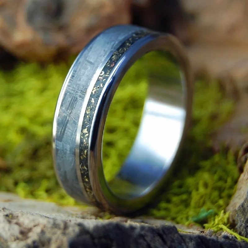 Gold Platinum Meteorite | Men's Meteorite, Gold, Platinum & Titanium Wedding Ring