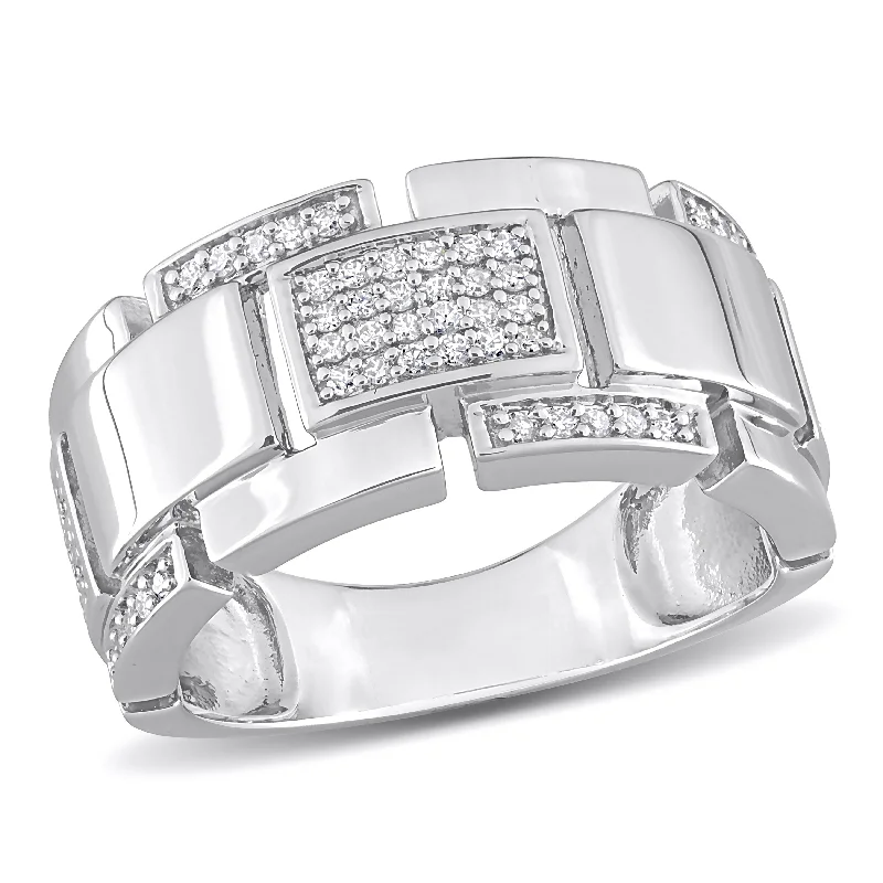 Miadora 1/4 CT TW Diamond Mens Ring in Sterling Silver