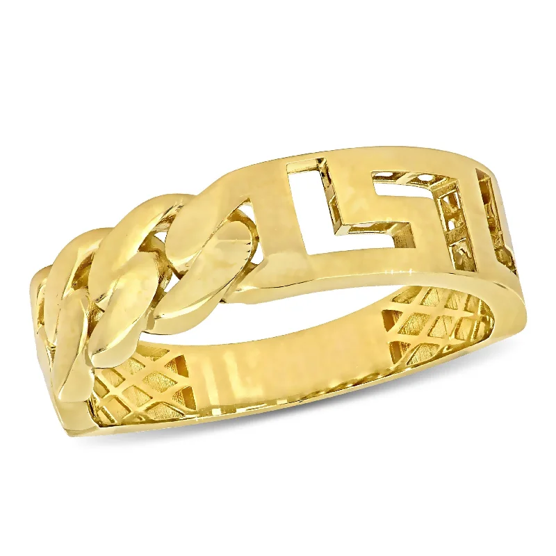 Miadora Interlocking and Greek Key Design Ring in 14k Yellow Gold