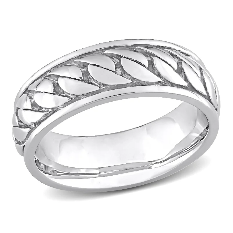 Miadora Ribbed Design Mens Ring in Sterling Silver