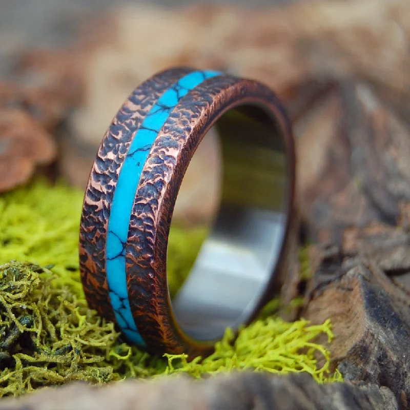 One Soul | Men's Turquoise, Copper & Titanium Wedding Ring