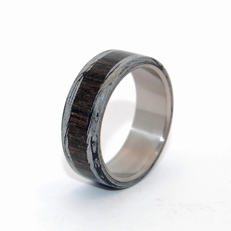 Perun Thunder God | Men's Bog Oak, Black Silver Mokume Gane & Titanium Wedding Ring