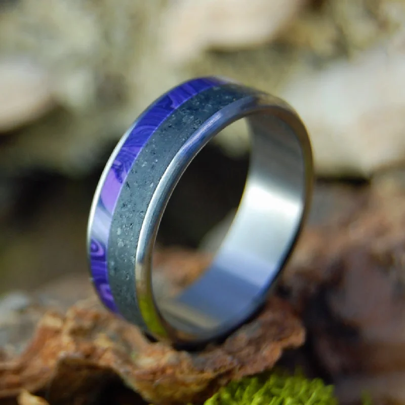 Purple Kiss Of Aurora | Men's Icelandic Lava, Charoite Stone & Titanium Wedding Ring