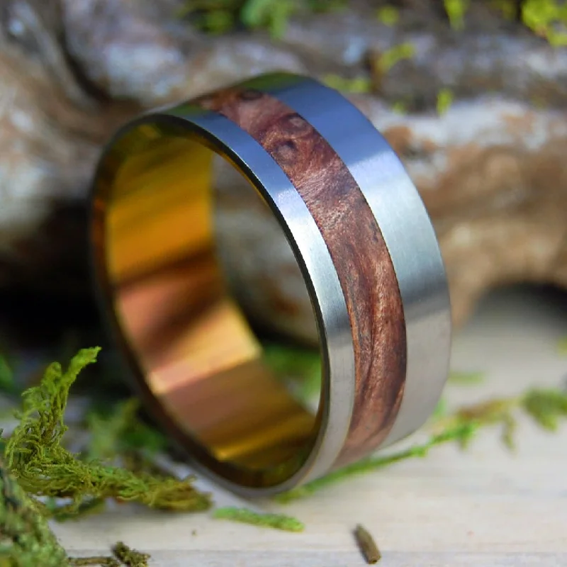 Redwood Sunset | Men's Redwood Burl & Titanium Wedding Ring