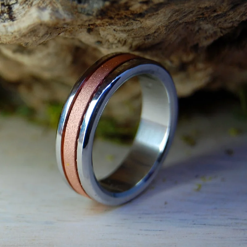 Rounded Inox Copper Meets Titanium | Men's Copper, Inox & Titanium Wedding Ring