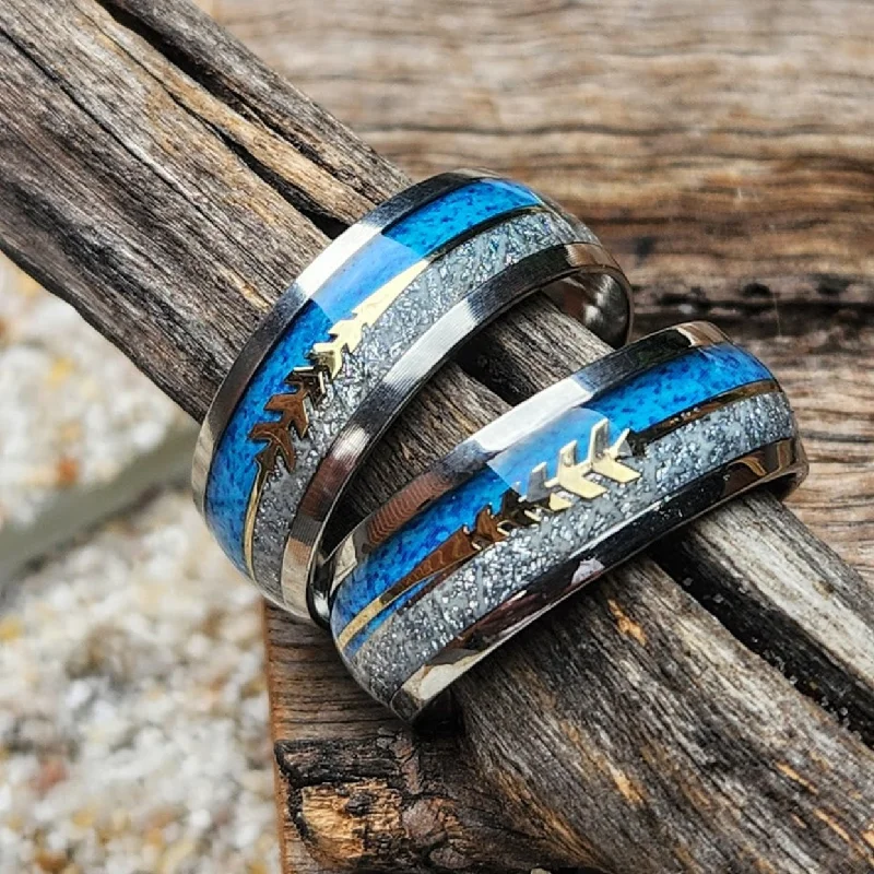 GOLDEN ARROW  - TURQUOISE INLAY WATERPROOF SILVER RING