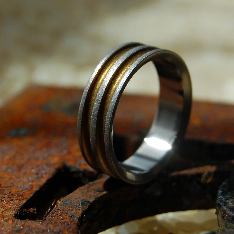 Rustic Ring | Men's Bronze & Titanium Wedding Ring