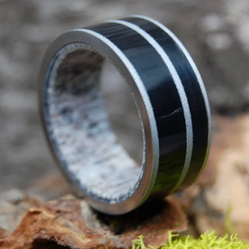 Sandblasted Man Of The Land | Men's Moose Antler, American Bison Horn & Titanium Wedding Ring