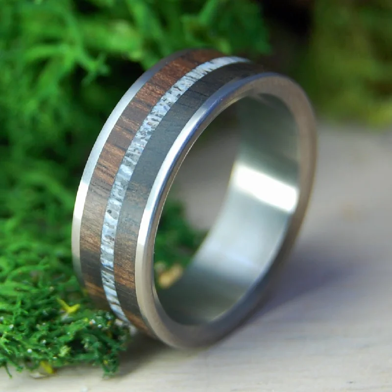 Satin Ebony Moose | Men's Ebony Wood, Moose Antler & Titanium Wedding Ring