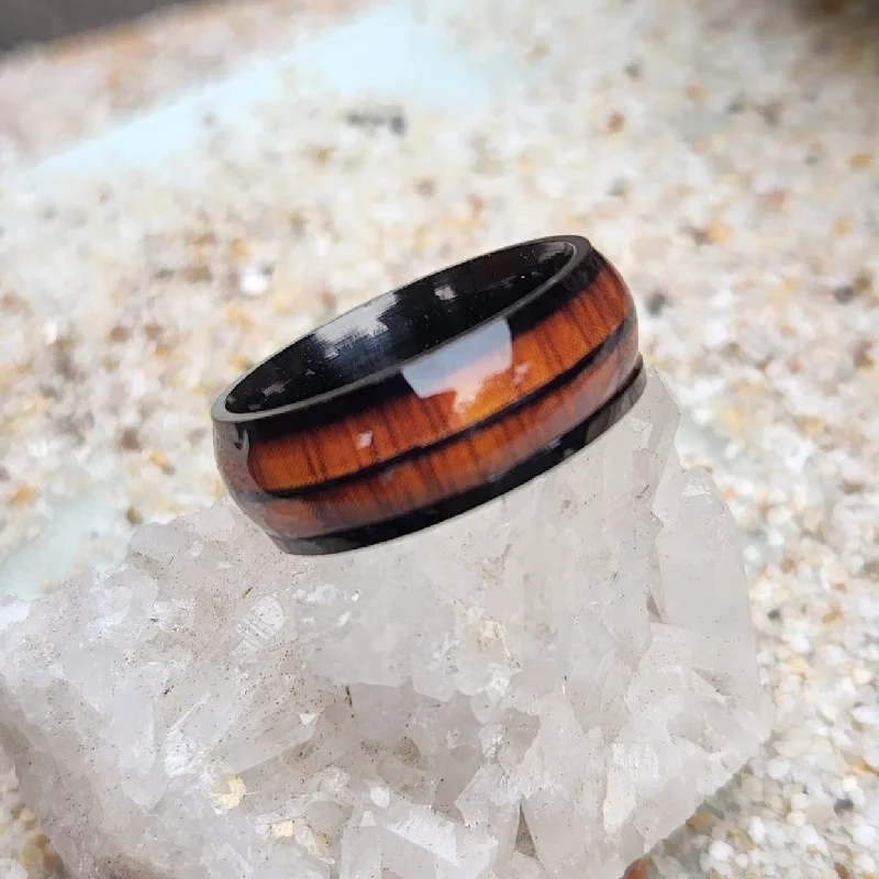 BARREL WOOD & BLACK WATERPROOF MEN'S RING